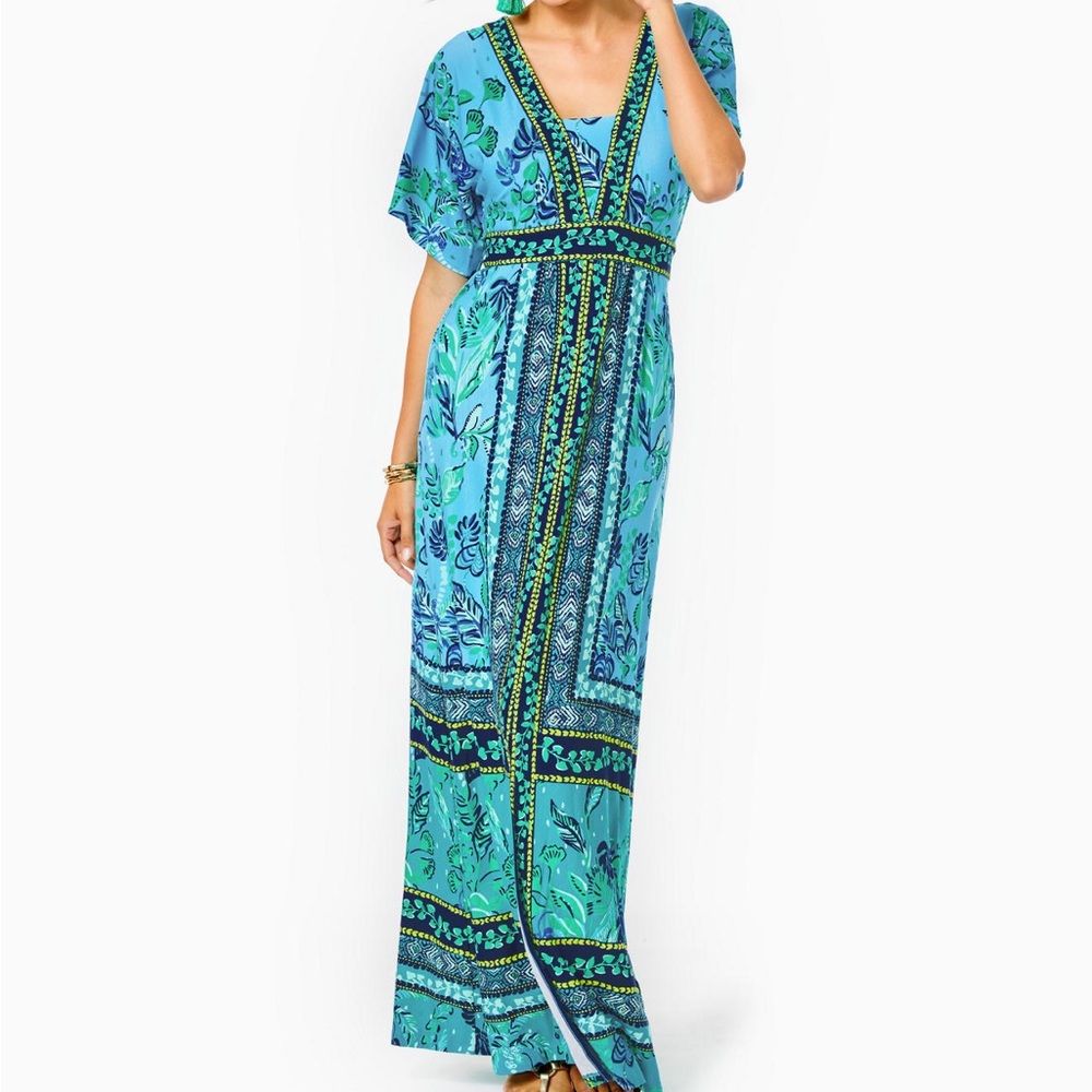 Lilly Pulitzer Blue and Green Maxi Dress